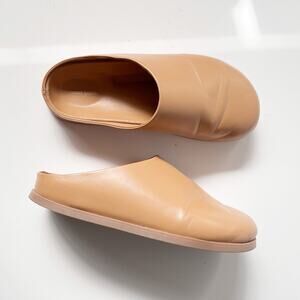 Mansur Gavriel Leather Slippers Tan Mules Minimalist Slip On Clogs Sand Size 39
